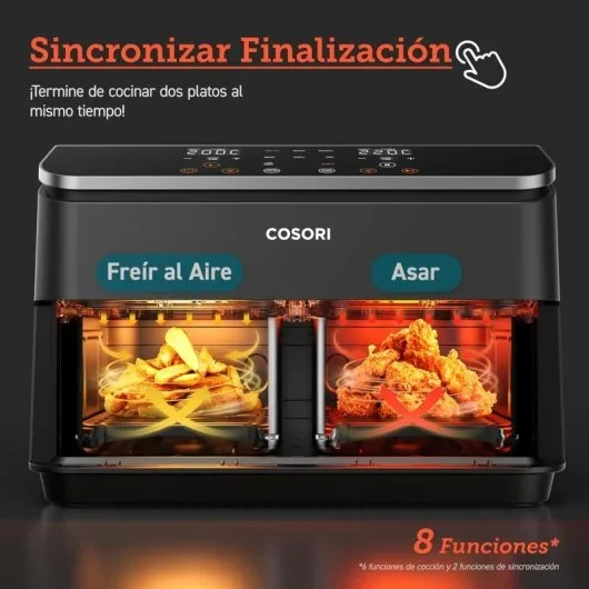 Prepare dois pratos ao mesmo tempo Air Fryer Cosori Dual Basket 8,5 L Preta - Image 3
