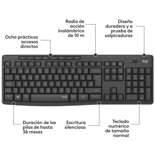 Logitech MK295 Silent Wireless Combo de Rato e Teclado Sem Fios Preto - Image 2