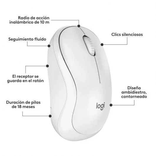 Logitech MK295 Silent Wireless Combo de Rato e Teclado Sem Fios Branco - Image 3