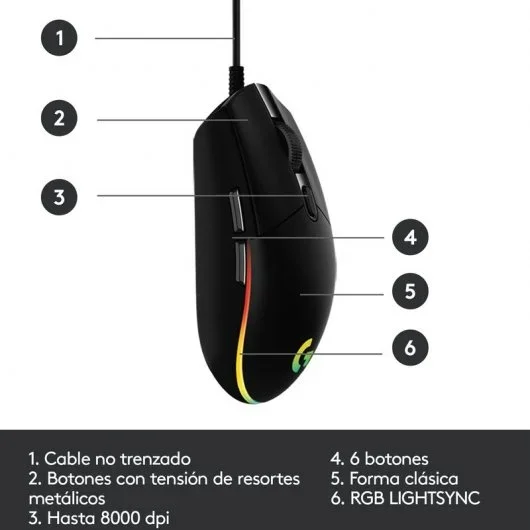 Precisão e RGB Logitech G102 LIGHTSYNC Rato Gaming Lilás - Image 2