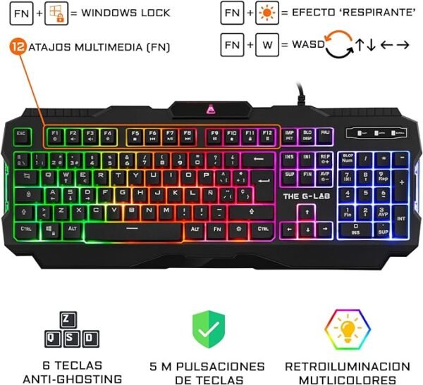 The G-Lab COMBO ARGON E Conjunto Gaming de Teclado Rato Tapete Headset AZERTY Preto - Image 2