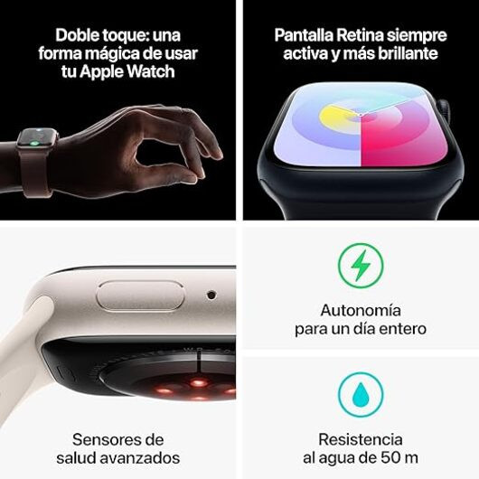 Apple Watch Series 9 41mm LTE Alumínio Luz das Estrelas Smartwatch OLED GPS - Image 4