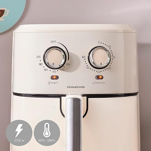 Innovagoods Vynner Pro 5500 Vintage 5,5 L – Air Fryer Sem Óleo 1700 W, Creme/Aço Inoxidável - Image 3