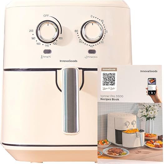 Fritadeira InnovaGoods Vynner Pro 5500 air fryer vintage 5.5L 1700W Creme/Aço Inoxidável
