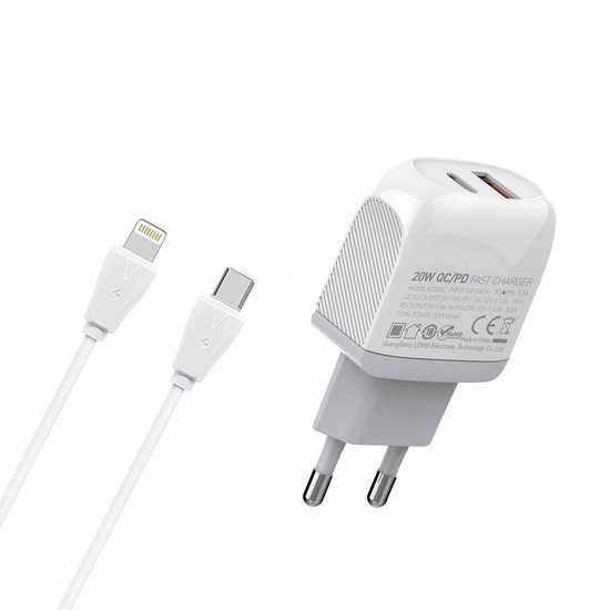 Carga Rápida Dual PD QC3.0 Carregador Lightning 20 W Portátil - Image 2