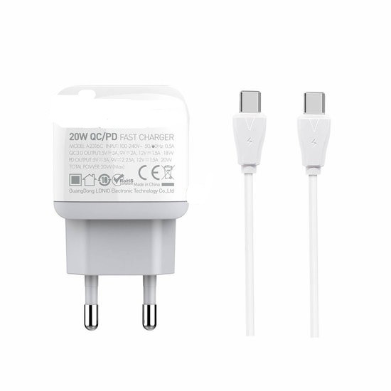 Recarga Rápida USB-C 20 W Dual PD QC3.0 Carregador Viagem - Image 2