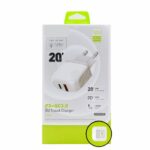 20W Dual PD + QC3.0 Carregador de Viagem IPhone Lightning