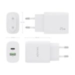 Carregador duplo de alta eficiência Aisens 25W 1xUSB Type-C / 1xUSB Branco - Image 4