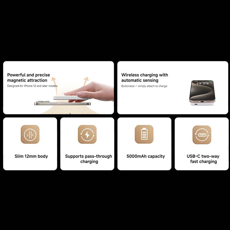 Carregamento Magnético Rápido Power Bank Xiaomi 5000 m Ah 20 W - Image 5