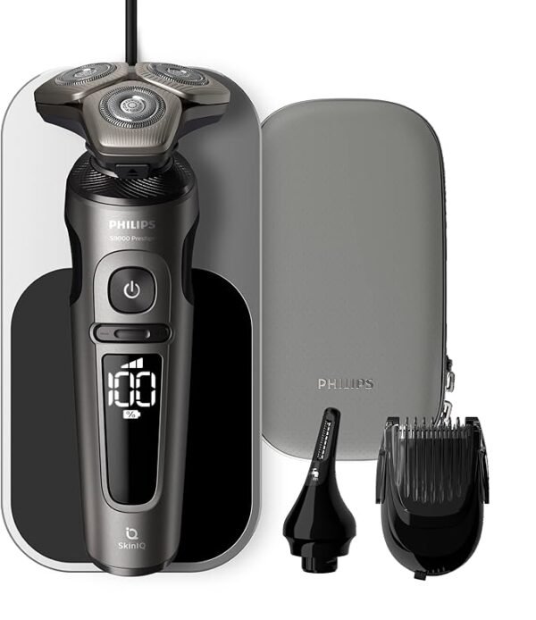 Philips Série 9000 Prestige SP9871/22 – Máquina de Barbear Elétrica Wet & Dry com Lâminas NanoTech e Carregamento Sem Fios