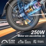 Bodywel T16 Pro Bicicleta Elétrica Dobrável 250W 36V 14'' Bateria 7.8Ah Autonomia até 60km - Image 5