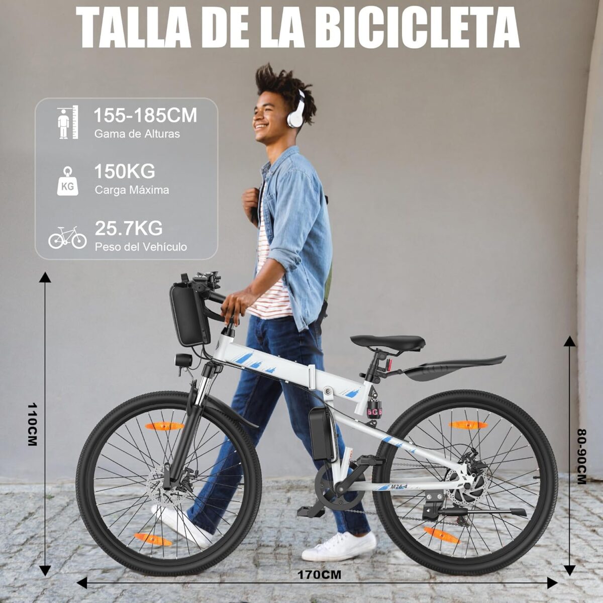 Bicicleta Elétrica Dobrável AOIHO M26-2 | 250W | 70km Autonomia | 21V - Image 6
