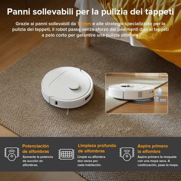 Robot Aspirador Roborock QV 35A com 8000Pa e Mopas Giratórias Duplas Eleváveis Branco - Image 3