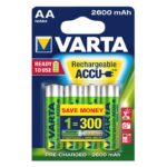 Pack 4x Pilhas Recarregáveis Varta AA ACCU Power 2600 mAh NiMH