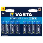 Pack 8x Pilhas Varta AA Long Life Power LR06