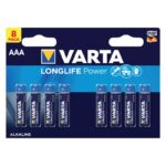 Pack 8x Pilhas Varta AAA Long Life Power LR03