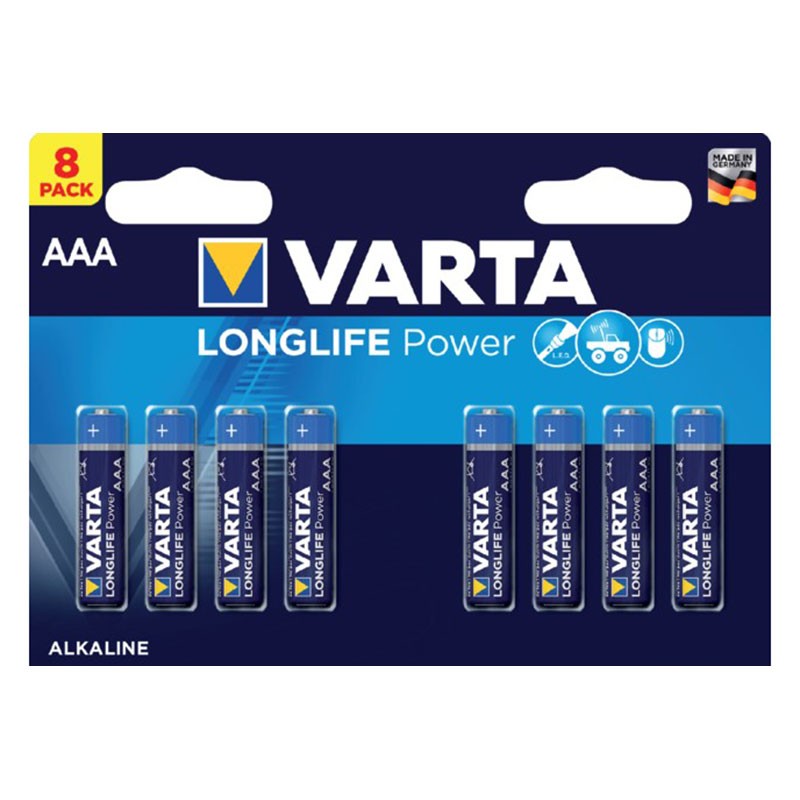 Pack 8x Pilhas Varta AAA Long Life Power LR03