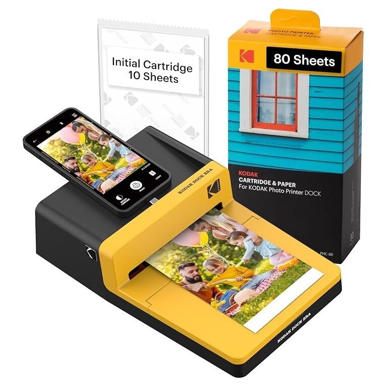 Kodak Dock ERA Yellow 4×6″ + 60 folhas — Impressora Instantânea / Pack Completo
