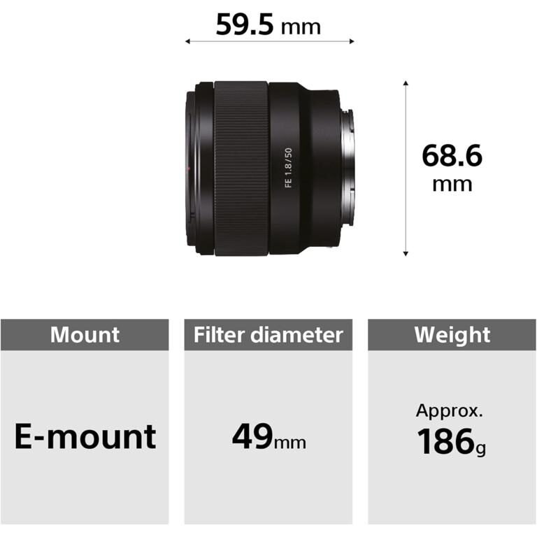Objectiva Sony FE 50 mm f/1.8, Montagem E, Leve e Compacta, 49 mm - Image 2