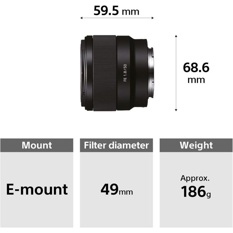 Objectiva Sony FE 50 mm f/1.8, Montagem E, Leve e Compacta, 49 mm - Image 2