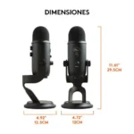 Blue Yeti Blackout — Microfone USB Condensador Multipadrão, 4 Modos de Captação, Plug & Play, Controlo de Ganho e Mute, Preto - Image 9