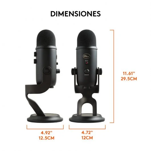 Blue Yeti Blackout — Microfone USB Condensador Multipadrão, 4 Modos de Captação, Plug & Play, Controlo de Ganho e Mute, Preto - Image 9