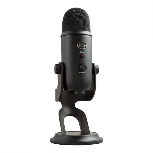 Blue Yeti Blackout — Microfone USB Condensador Multipadrão, 4 Modos de Captação, Plug & Play, Controlo de Ganho e Mute, Preto
