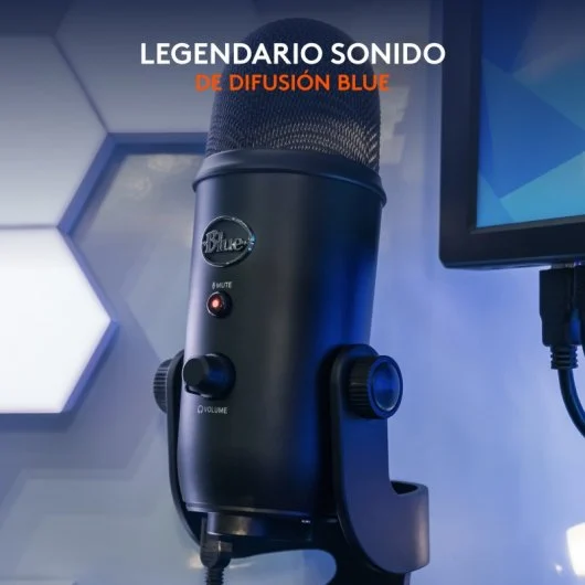 Blue Yeti Blackout — Microfone USB Condensador Multipadrão, 4 Modos de Captação, Plug & Play, Controlo de Ganho e Mute, Preto - Image 2