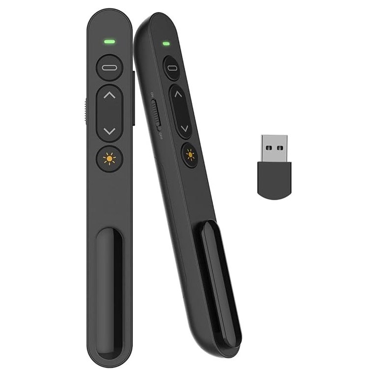 Apresentador Sem Fios 2.4GHz com Ponteiro Laser Vermelho – Controlo de Slides, USB Plug & Play