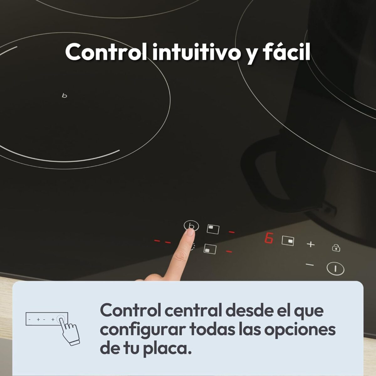 Candy CI633C/E14U — Placa de Indução 3 Zonas, 60 cm, 9 Níveis de Potência, Booster, Comandos Centrais, 7,2 kW, Preto - Image 5