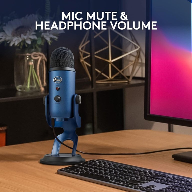 Blue Yeti Blackout — Microfone USB Condensador Multipadrão, 4 Modos de Captação, Plug & Play, Controlo de Ganho e Mute, Azul - Image 6