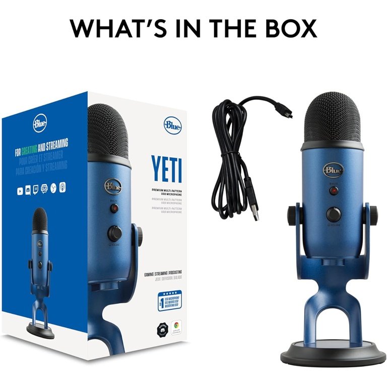 Blue Yeti Blackout — Microfone USB Condensador Multipadrão, 4 Modos de Captação, Plug & Play, Controlo de Ganho e Mute, Azul - Image 10