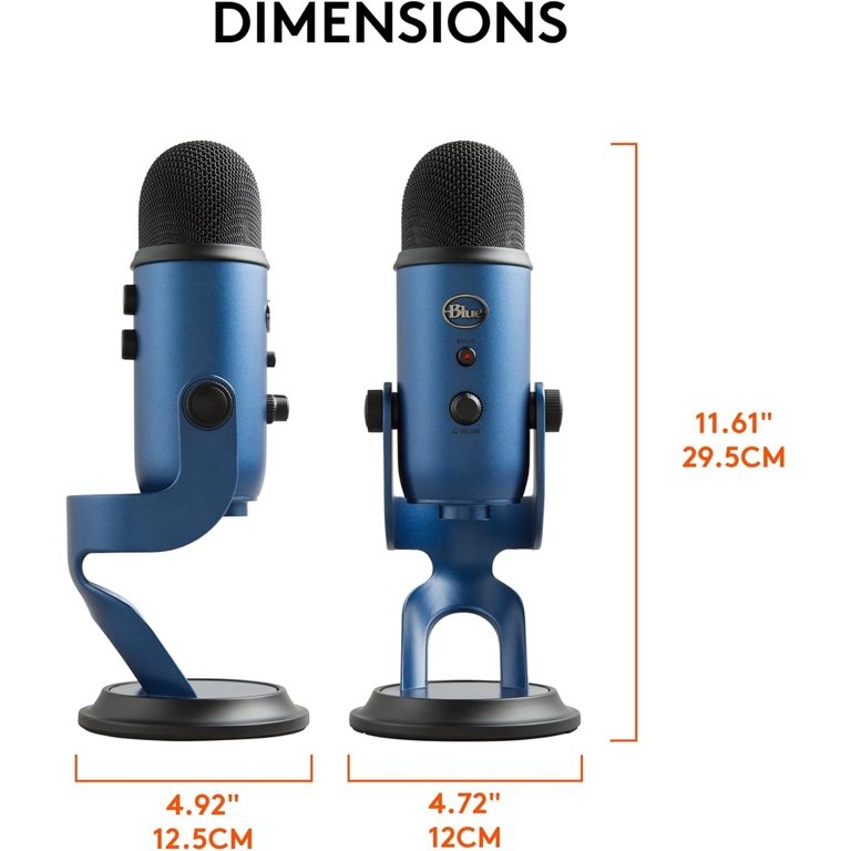 Blue Yeti Blackout — Microfone USB Condensador Multipadrão, 4 Modos de Captação, Plug & Play, Controlo de Ganho e Mute, Azul - Image 9