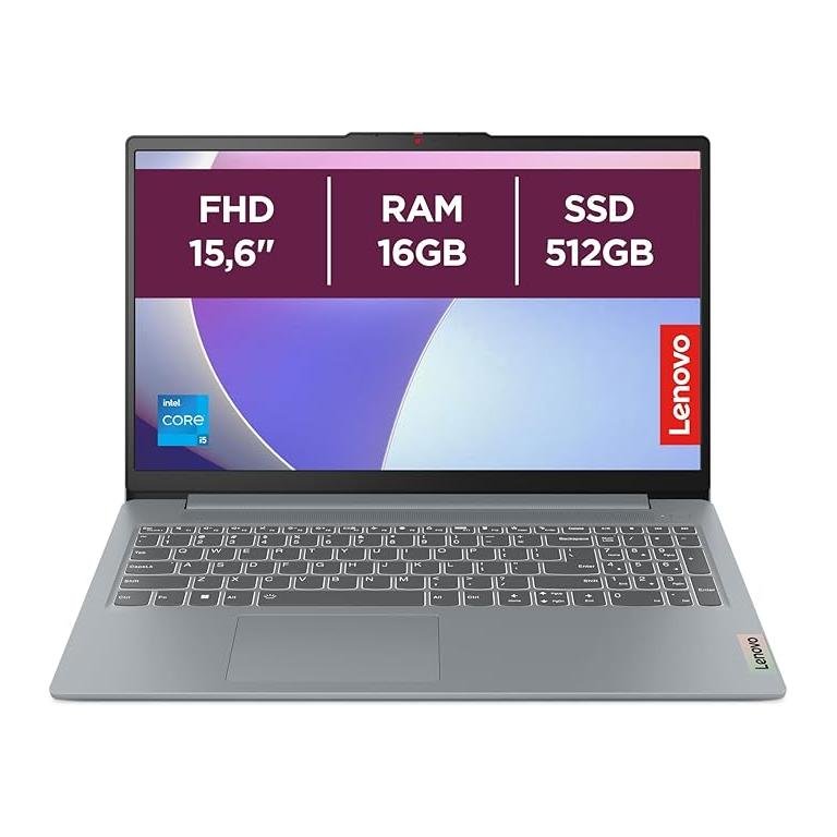 Lenovo IdeaPad Slim 3 15,6″ FHD, Intel i5-13420H, 16GB RAM, 512GB SSD, Sem SO, Teclado QWERTY ES, Arctic Grey