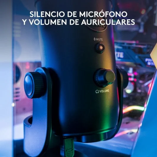 Blue Yeti Blackout — Microfone USB Condensador Multipadrão, 4 Modos de Captação, Plug & Play, Controlo de Ganho e Mute, Preto - Image 4