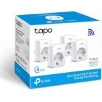 TP-Link Tapo P110 Pack 4 – Mini Tomada Wi-Fi Inteligente com Monitorização de Energia