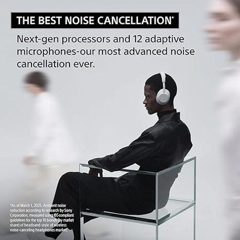 Auscultadores Bluetooth Sony WH-1000XM6 Prateado – Noise Cancelling, Bluetooth 5.3, Hi-Res Audio, 30h Bateria - Image 6