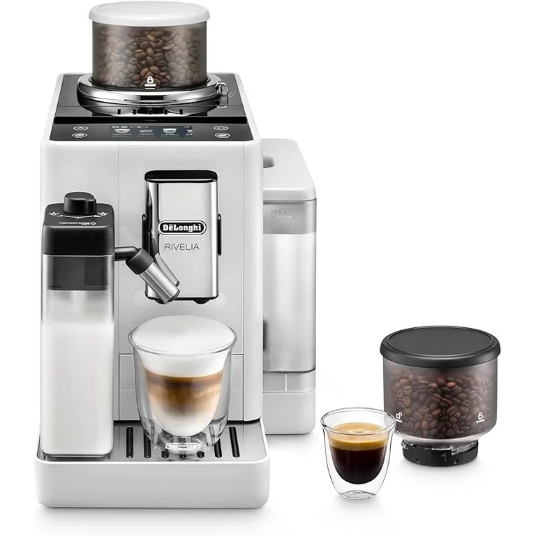 Máquina de Café Superautomática DeLonghi Rivelia EXAM440.55.W – 19 bar, 16 Bebidas, LatteCrema Hot, Branca