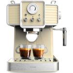 Cecotec Power Espresso 20 Tradizionale Sand – Máquina de Café Expresso 1350W, 20 Bar, Vaporizador, Manómetro, Depósito 1,5L – Amarelo