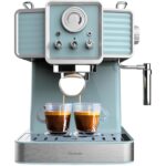 Cecotec Power Espresso 20 Tradizionale Sand – Máquina de Café Expresso 1350W, 20 Bar, Vaporizador, Manómetro, Depósito 1,5L – Azul