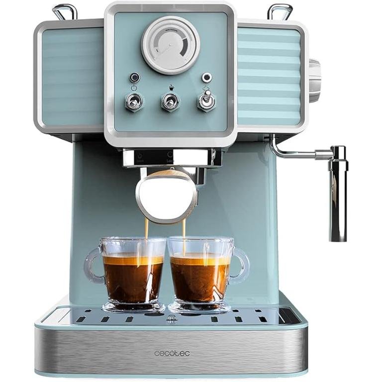 Cecotec Power Espresso 20 Tradizionale Sand – Máquina de Café Expresso 1350W, 20 Bar, Vaporizador, Manómetro, Depósito 1,5L – Azul