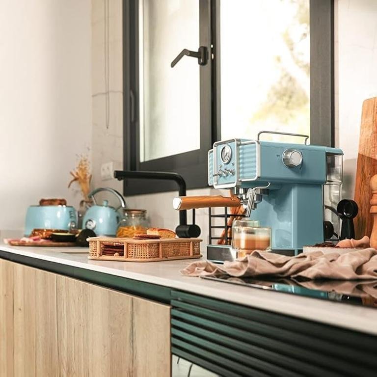 Cecotec Power Espresso 20 Tradizionale Sand – Máquina de Café Expresso 1350W, 20 Bar, Vaporizador, Manómetro, Depósito 1,5L – Azul - Image 6