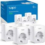 TP-Link Tapo P100 Mini Tomada Inteligente Wi-Fi Pack 4 – Controlo Remoto, Programação e Alexa/Google
