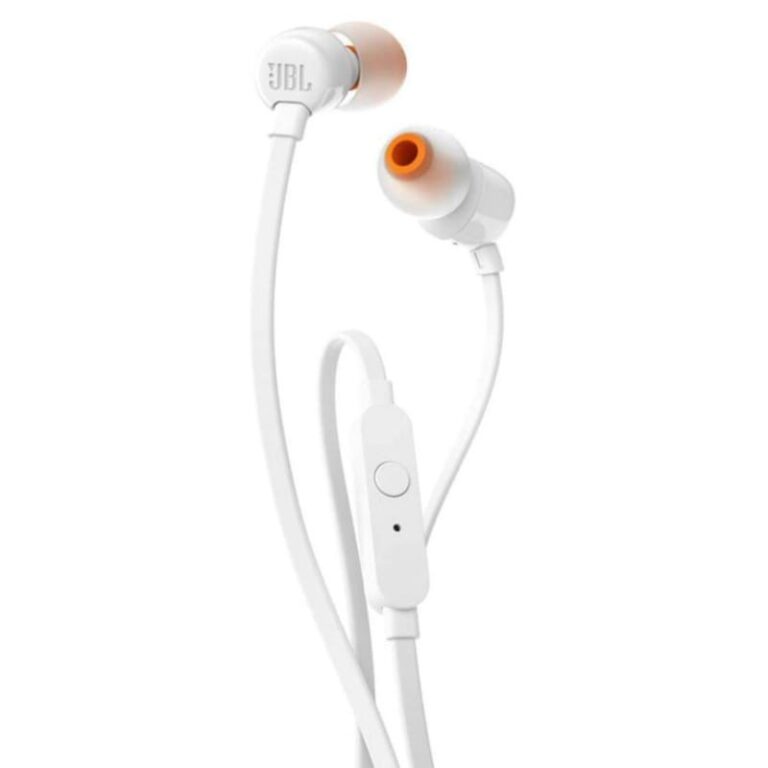 Auriculares JBL Tune 110 – Intra-auriculares com Fio, Microfone e Jack 3.5 mm – Branco