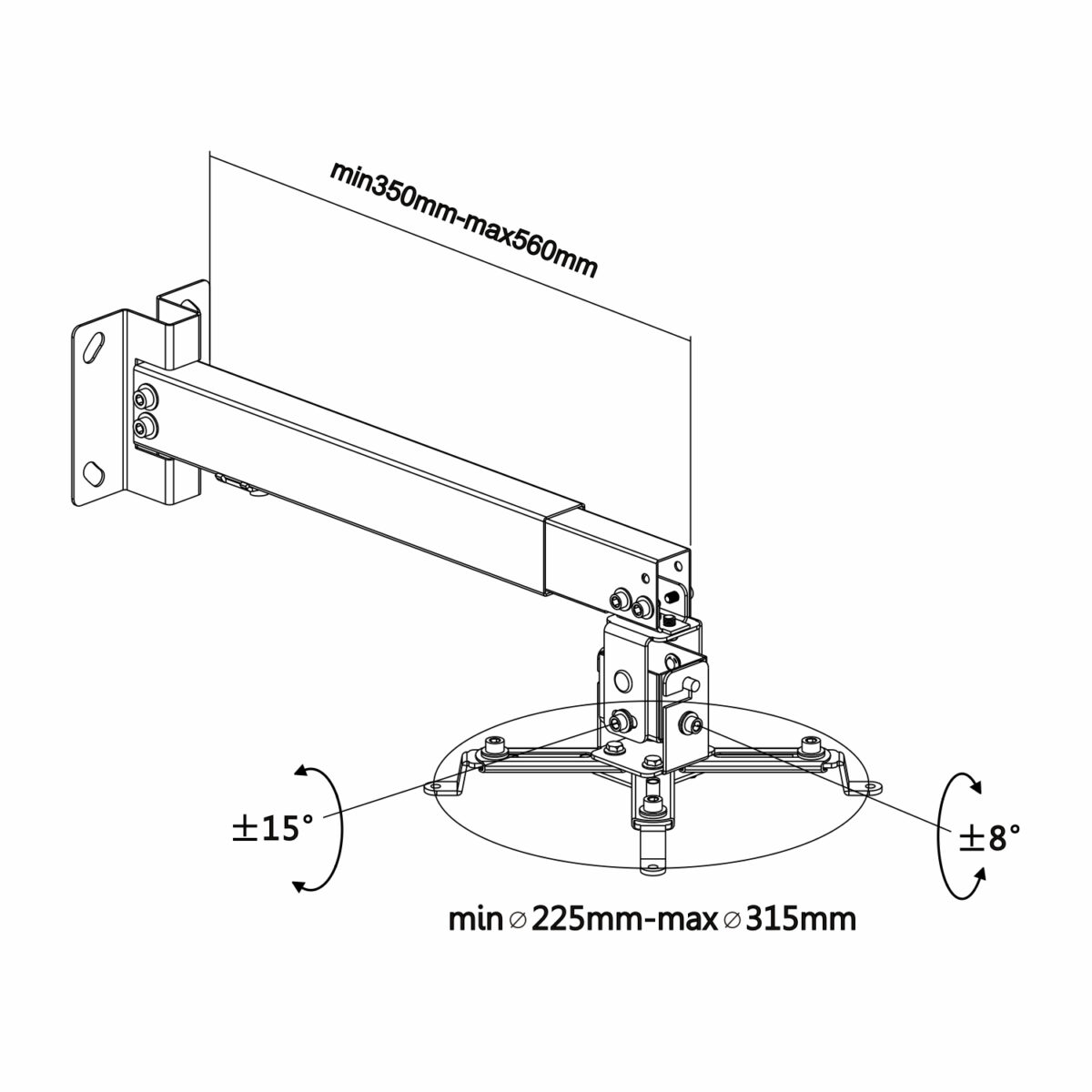 Aisens CWP01TSE-047 Suporte para projector Parede/Teto Preto - Image 8
