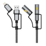 Cabo ultra-resistente de carregamento rápido 6 em 1 240W USB-C/A/Lightning