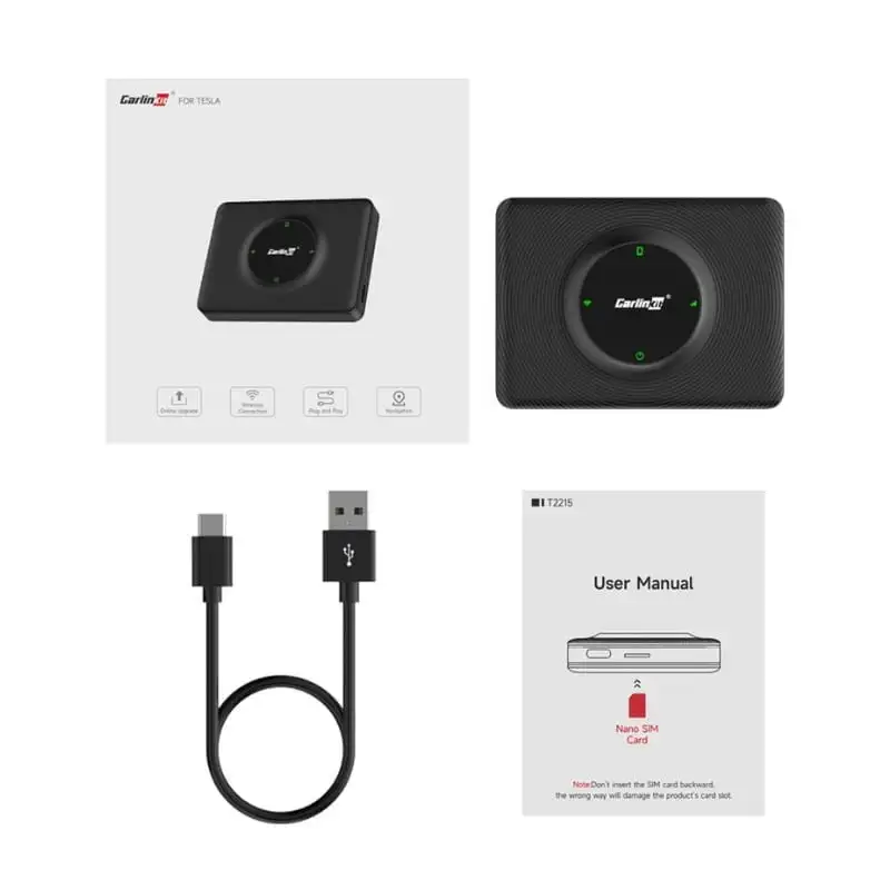 Carlinkit CPC200-T2C para Tesla Preto - Adaptador sem fios CarPlay/Android Auto - Image 2