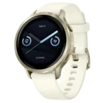 Garmin Venu 4 41 mm Dourado com pulseira de silicone branca Ecrã AMOLED de 1,2 polegadas - Relógio inteligente