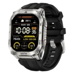 Kospet Tank M4C Prata com pulseira preta Ecrã AMOLED de 1,96 polegadas Walkie Talkie - Relógio inteligente