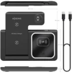 Aisens Carregador Wireless USB-C 3 em 1 15W – Preto - Image 3